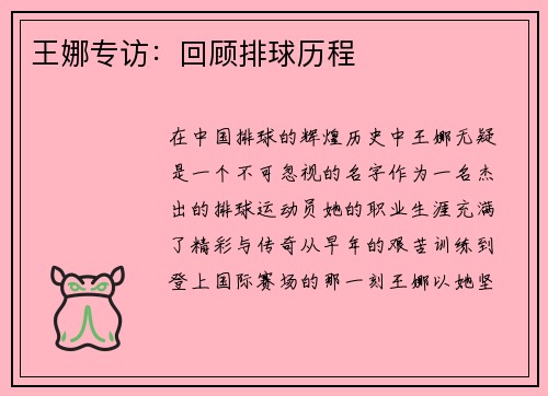 王娜专访：回顾排球历程