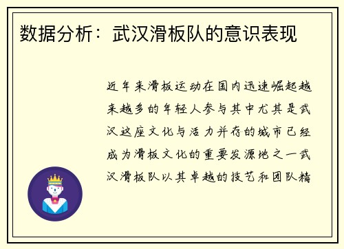 数据分析：武汉滑板队的意识表现