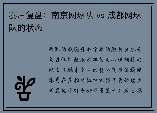 赛后复盘：南京网球队 vs 成都网球队的状态
